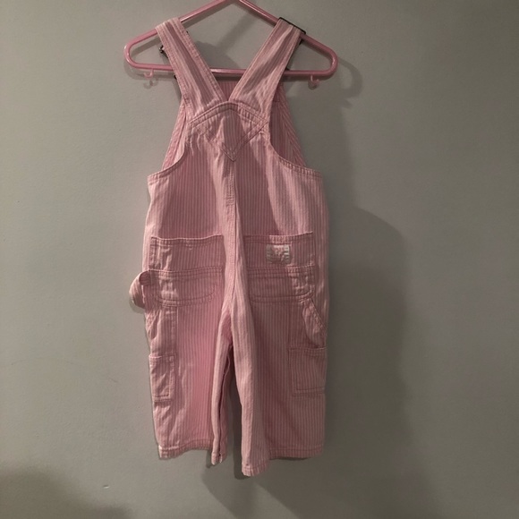 Pink and White Stripe Overalls Lakin McKey Girl - Picture 5 of 7